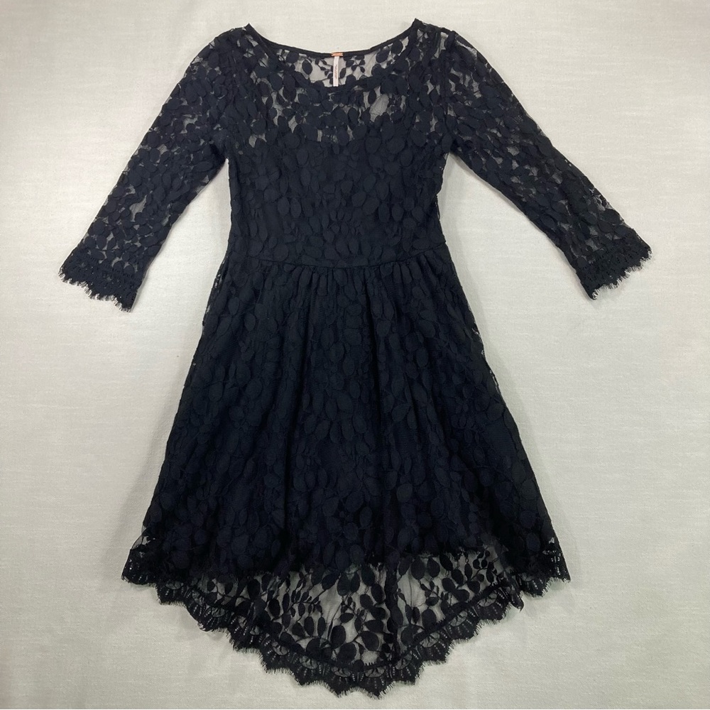 FREE PEOPLE | Black Long Sleeve Lace Dress
